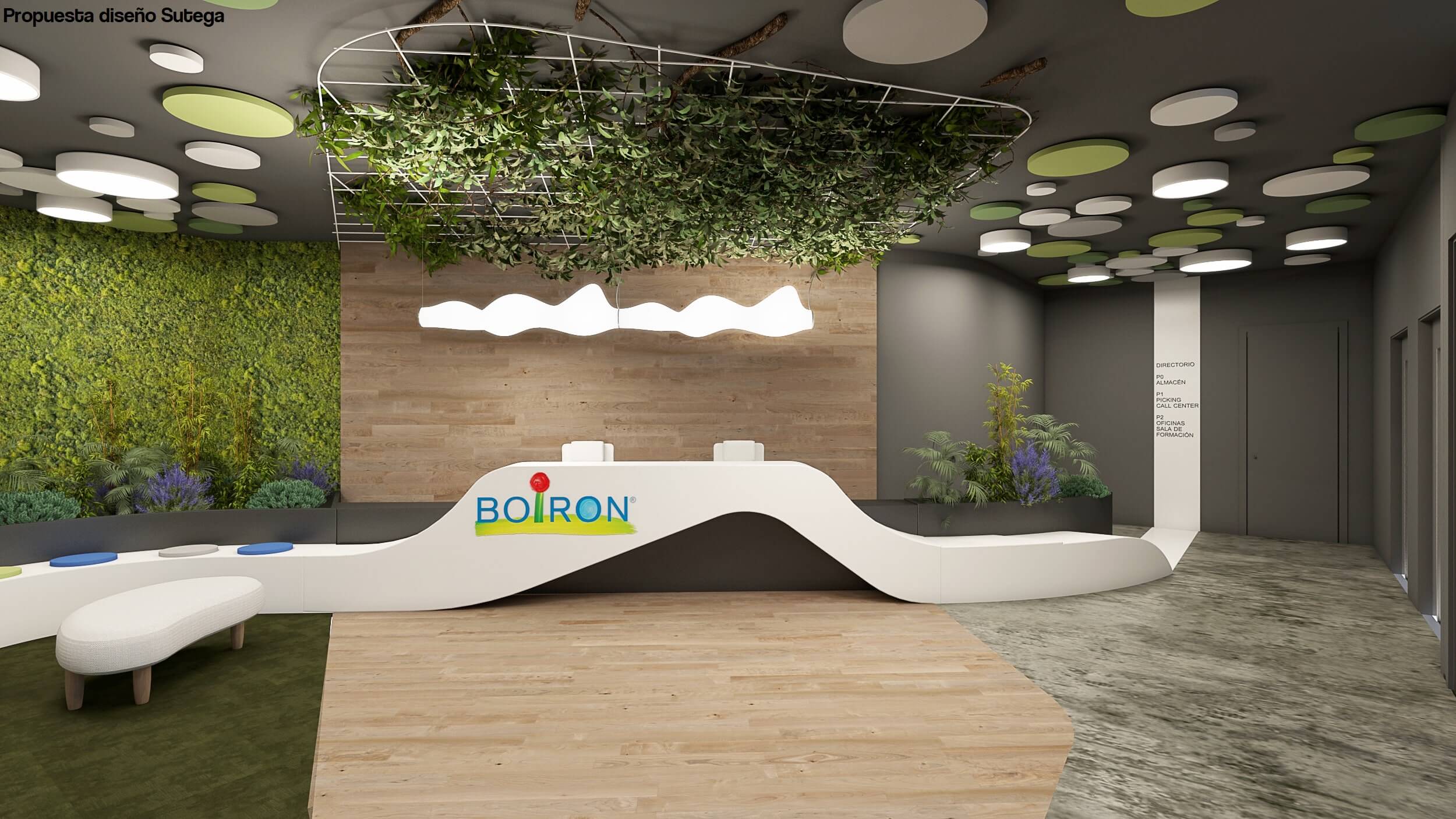 Boiron_Diseño_Render de espacio de hall de entrada