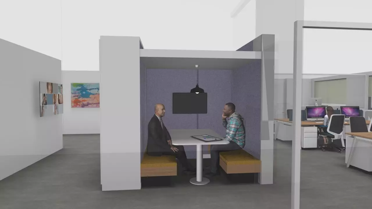Combe_Diseño_Render de espacios abiertos de trabajo o reunión