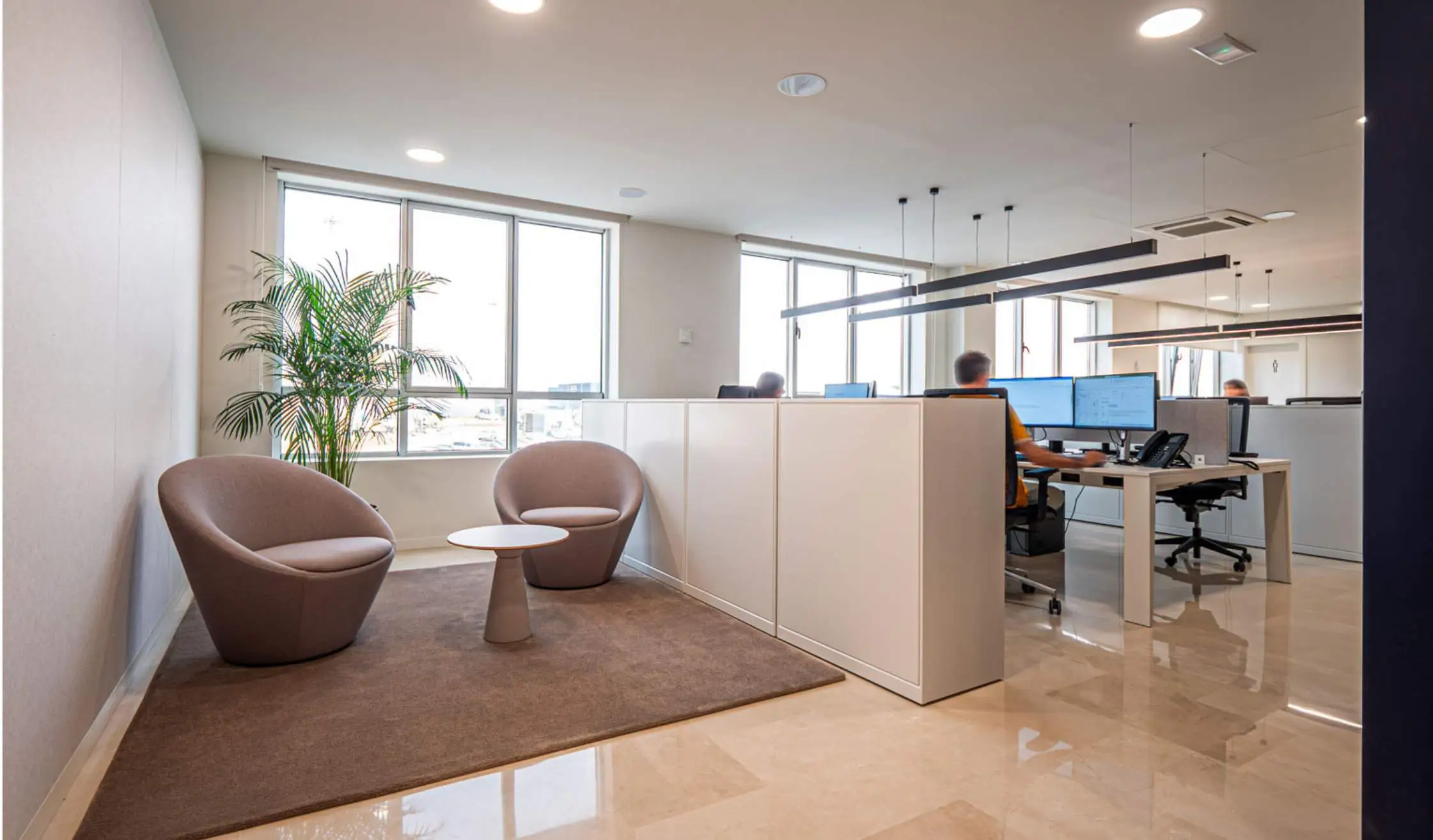 Espacio de descanso en oficina para recepción de visitantes