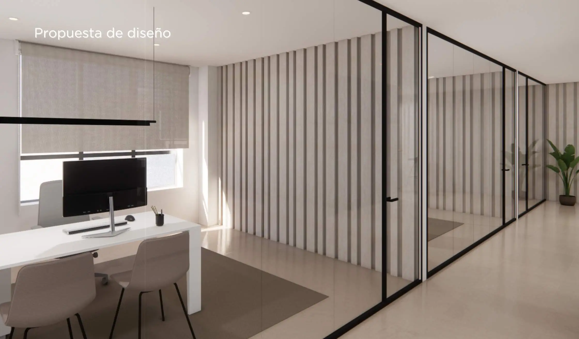 Propuesta de diseño de despacho de dirección para oficina moderna en Vigo
