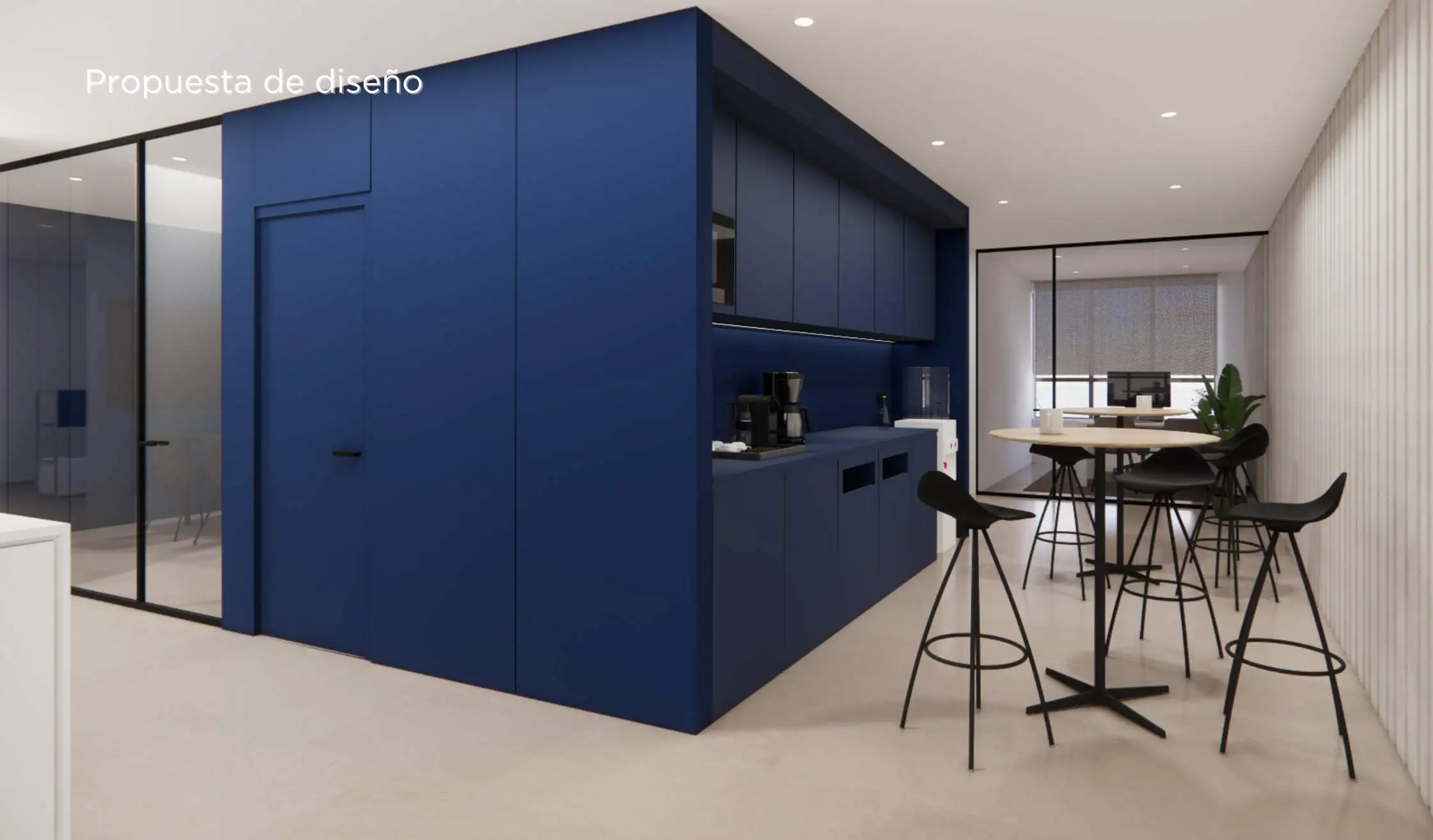 Propuesta de diseño, obra, carpintería a medida y equipamiento de oficina en Vigo