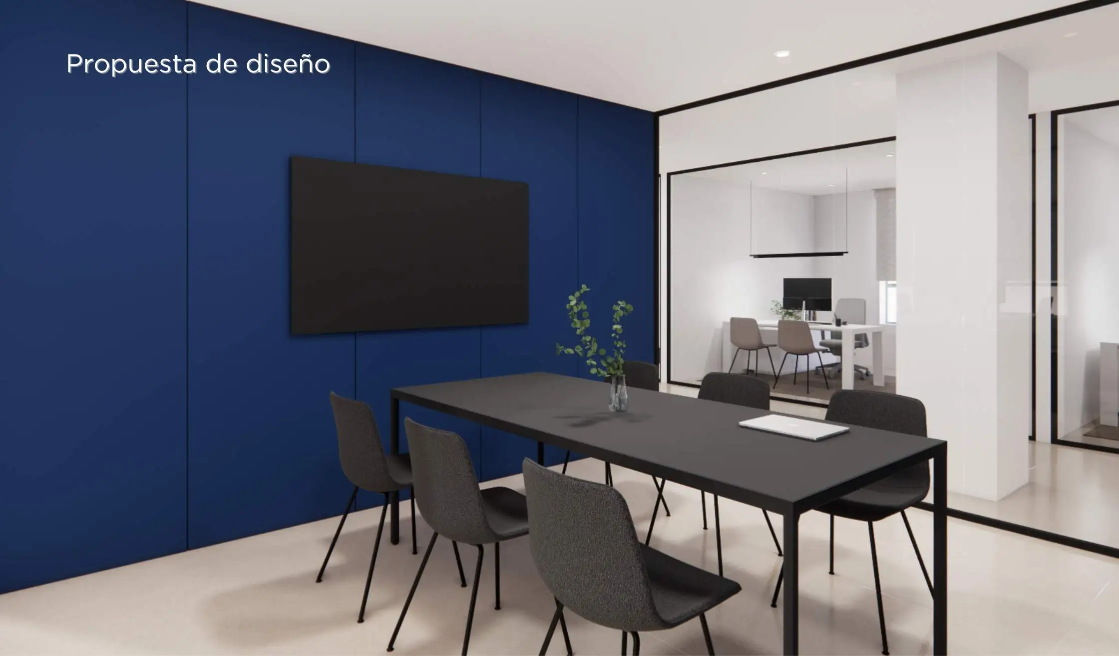 Propuesta de diseño de sala de reuniones con equipamiento audiovisual