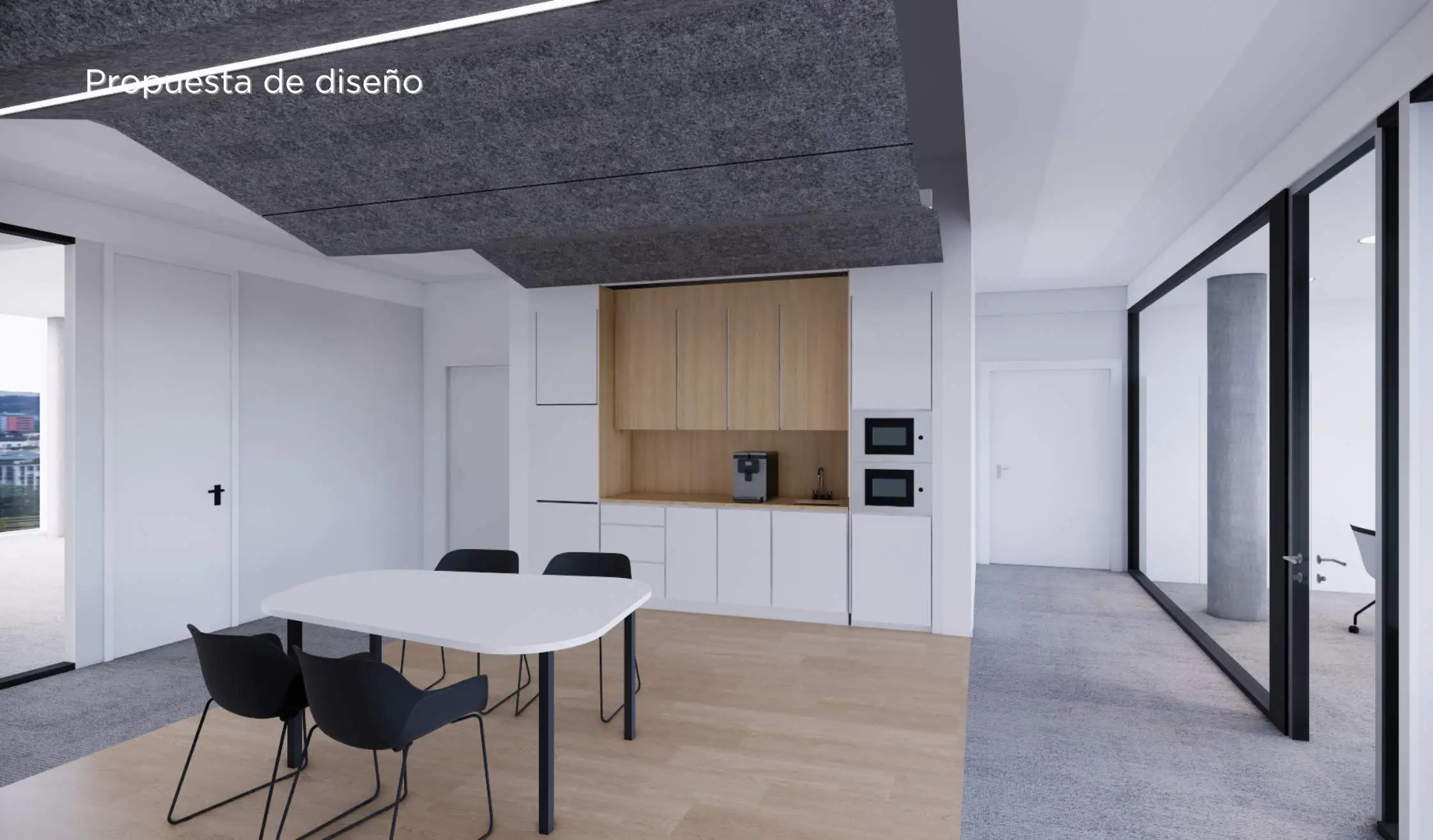Render de diseño de oficina_Office de carpintería a medida