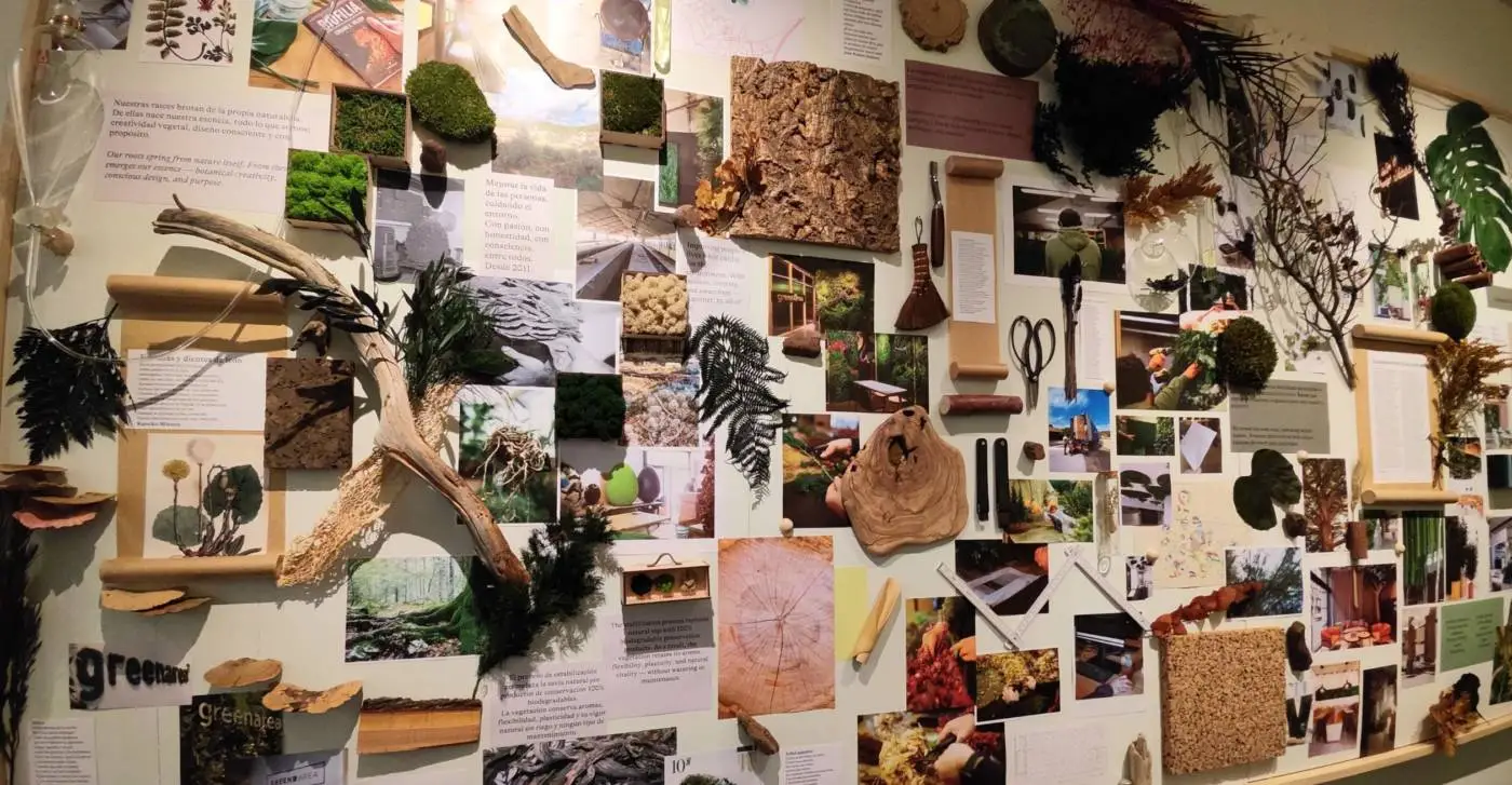 Moodboard de muestras y materiales en feria de mobiliario de Valencia