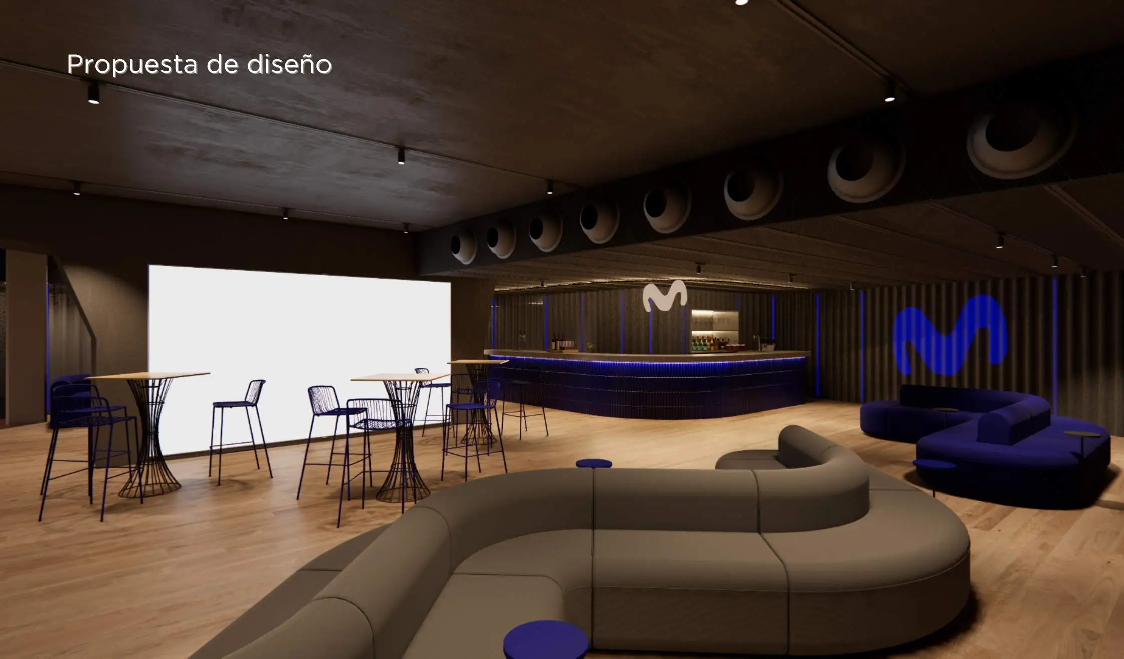 Render propuesta de diseño_Zona de cafetería dentro del Movistar Arena